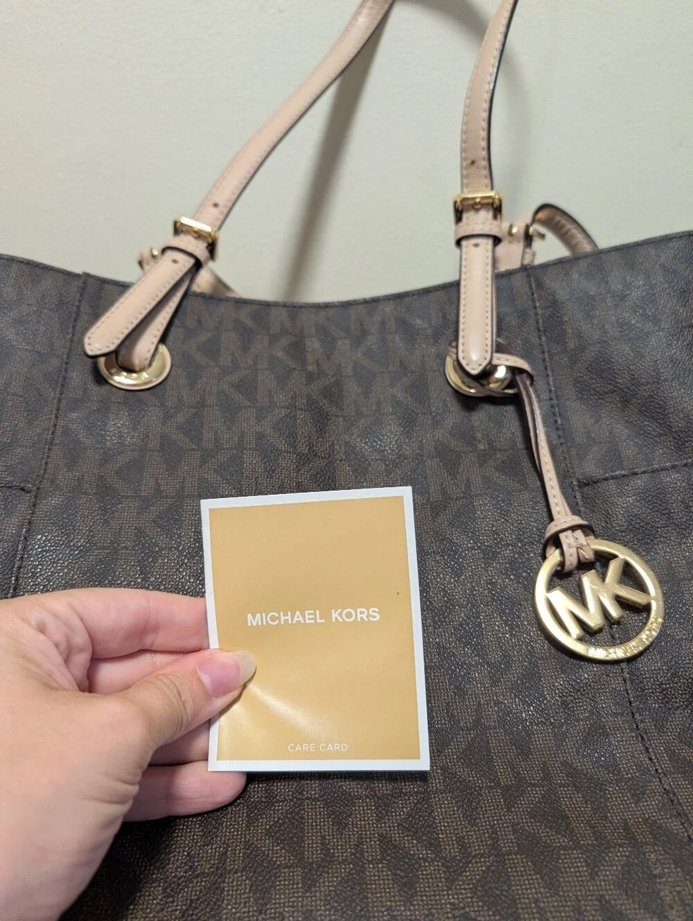 Michael Kors Jet Set Travel MK Signature Tote Brown Tan